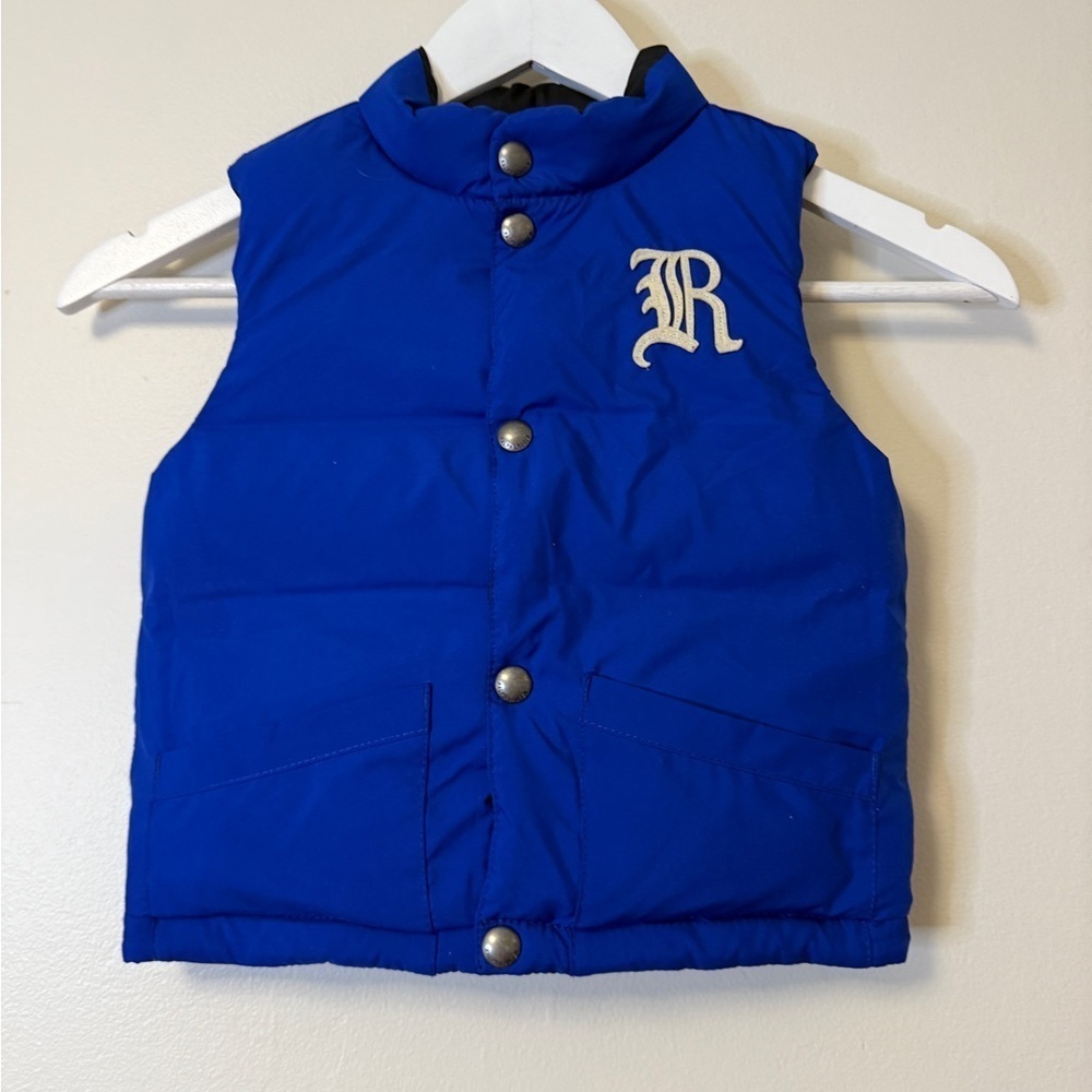 Polo Ralph Lauren Puffer Down Vest Reversible Blue Black Logo Pony 24 Mths 2T